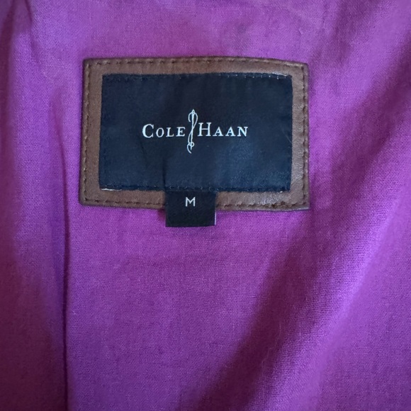 Cole Haan Brown Lambskin Leather Moto Jacket - Picture 4 of 4